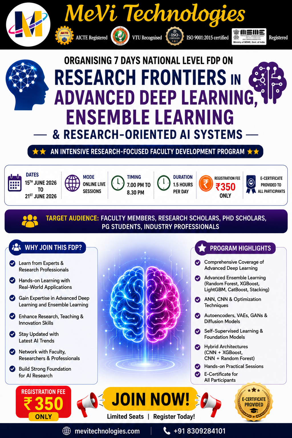 National Level FDP on Advanced Deep Learning, Ensemble Learning & Research-Oriented AI Systems